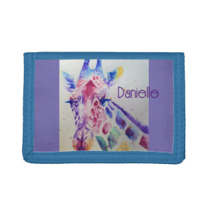 Cute Giraffe Animal Watercolor Painting Art Wallet
