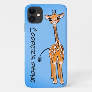Cute Giraffe - baby blue iPhone 11 Case
