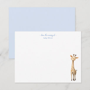 Cute Giraffe Baby boy nursery Thank You card