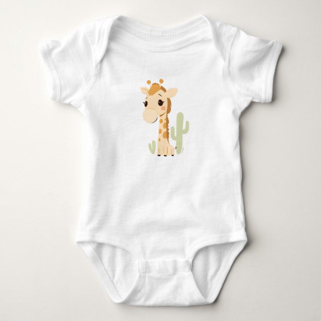 Cute Giraffe Baby Jersey Bodysuit (Front)