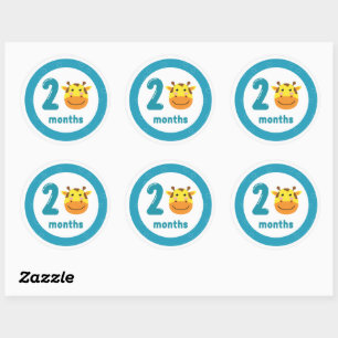 Cute Giraffe Baby Monthly Milestone Classic Round Sticker