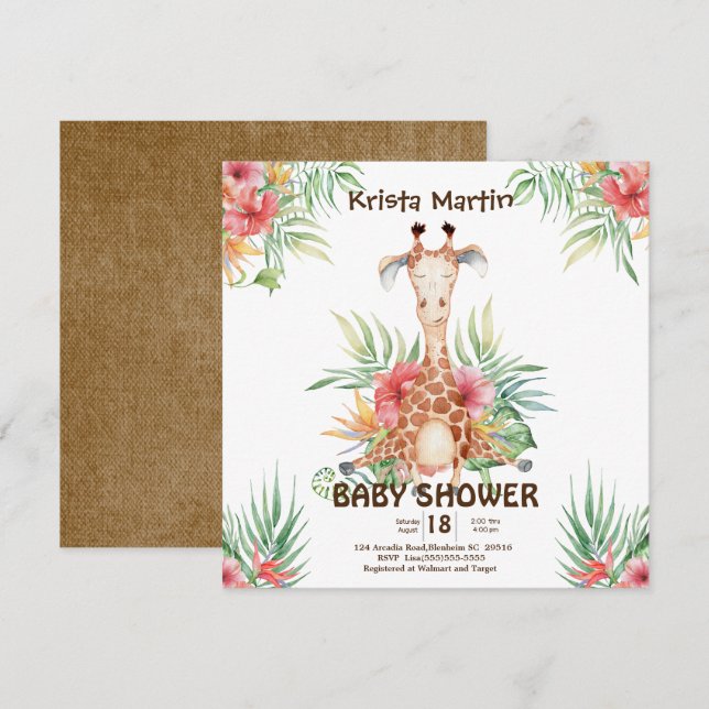Cute  Giraffe  Baby Shower Invitation (Front/Back)