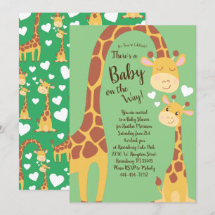 Cute Giraffe Baby Shower Safari Gender Neutral Invitation