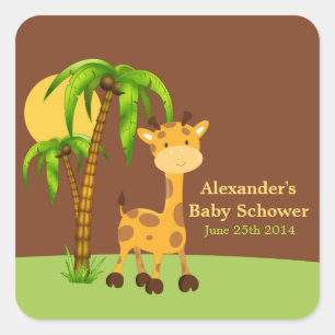 Cute Giraffe Baby Shower Sticker