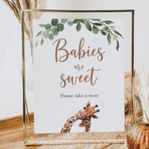 Cute giraffe baby shower Treats table sign