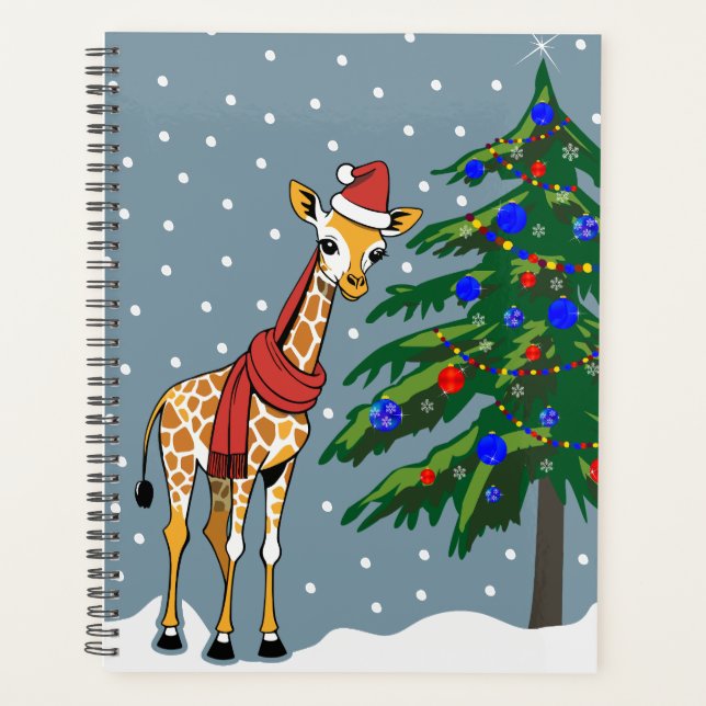 Cute Giraffe Beanie and Scarf with Christmas Tree Planner (Front)