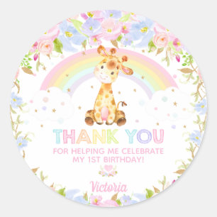 Cute Giraffe Birthday Baby Shower Thank You Favour Classic Round Sticker