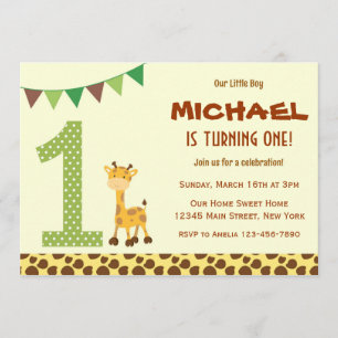 Cute Giraffe Birthday Party Invitation