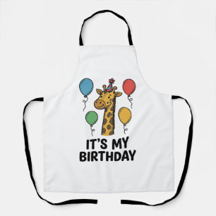 Cute Giraffe Birthday Shirt Vintage Party Design_1 Apron