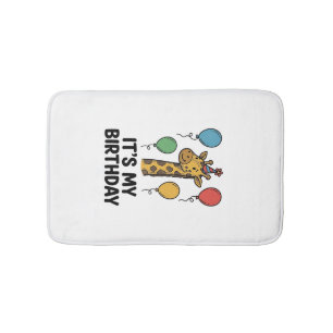 Cute Giraffe Birthday Shirt Vintage Party Design_1 Bath Mat