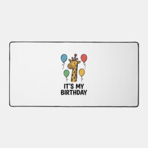 Cute Giraffe Birthday Shirt Vintage Party Design_1 Desk Mat