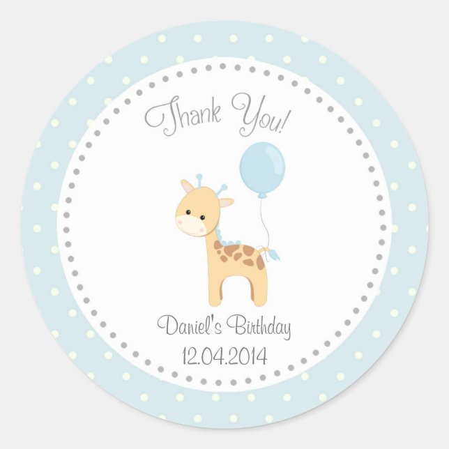 Cute Giraffe Birthday Sticker (Front)