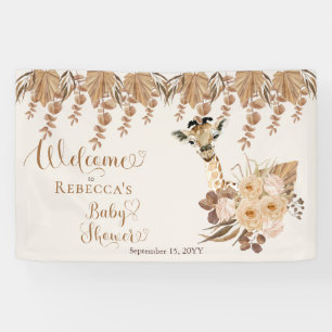 Cute Giraffe Boho Dried Grasses Baby Shower Banner