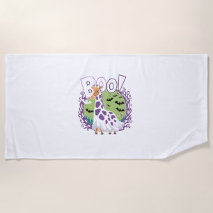 Cute Giraffe Boo Ghost Halloween Costume Zoo Lover Beach Towel