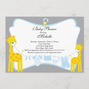 Cute giraffe Boy Shower Invitation