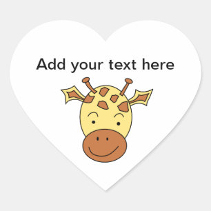 Cute Giraffe Cartoon. Heart Sticker