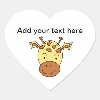 Cute Giraffe Cartoon. Heart Sticker