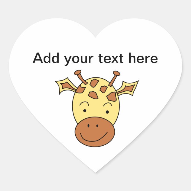 Cute Giraffe Cartoon. Heart Sticker (Front)