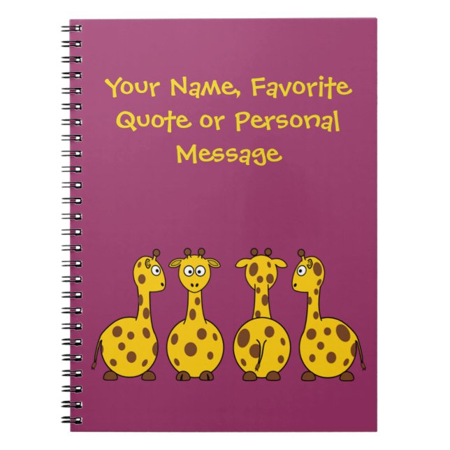 Cute Giraffe Cartoon Notebook (Front)