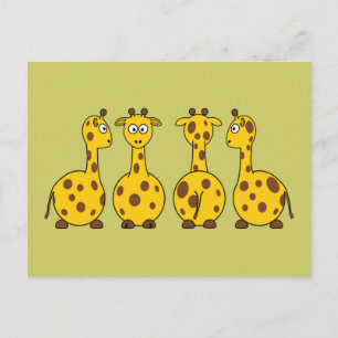 Cute Giraffe Cartoon Postcard