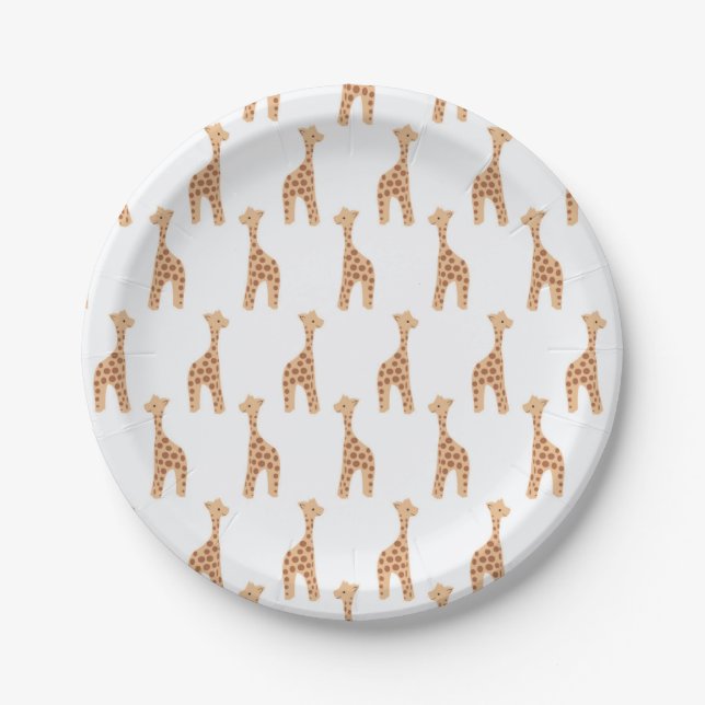 cute giraffe cartoon printed paper plate (Front)