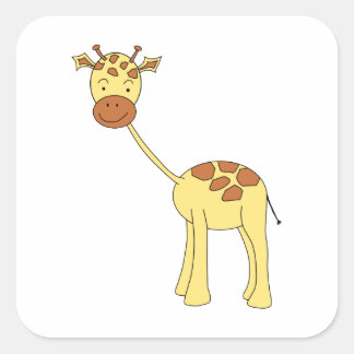 Cute Giraffe. Cartoon. Square Sticker