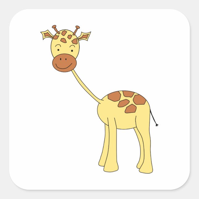 Cute Giraffe. Cartoon. Square Sticker (Front)