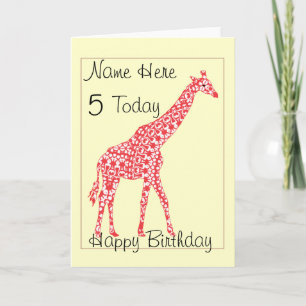 Cute Giraffe Child's Personalised  Age Birthday Ca Card