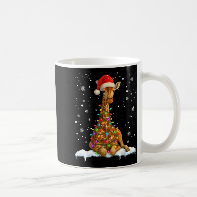 Cute Giraffe Christmas Light Funny Giraffe Lover X Coffee Mug (Right)