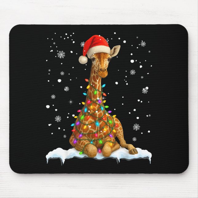 Cute Giraffe Christmas Light Funny Giraffe Lover X Mouse Mat (Front)