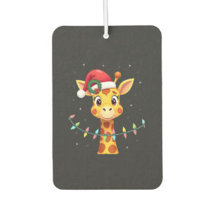 Cute Giraffe Christmas Lights Santa Hat Xmas Pajam Car Air Freshener