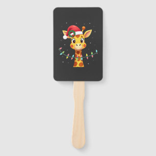 Cute Giraffe Christmas Lights Santa Hat Xmas Pajam Hand Fan