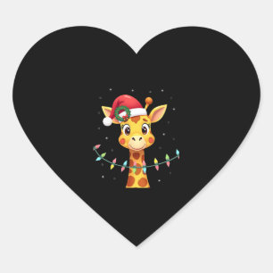 Cute Giraffe Christmas Lights Santa Hat Xmas Pajam Heart Sticker