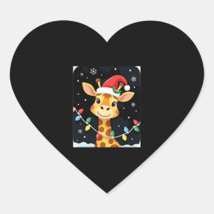 Cute Giraffe Christmas Lights Santa Hat Xmas Pajam Heart Sticker