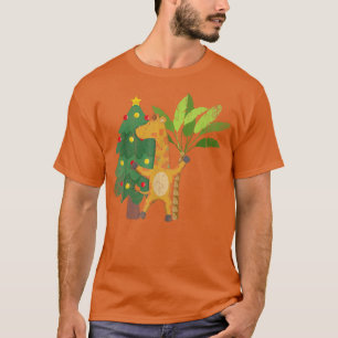 Cute Giraffe Christmas Lights Tree Summer Christma T-Shirt