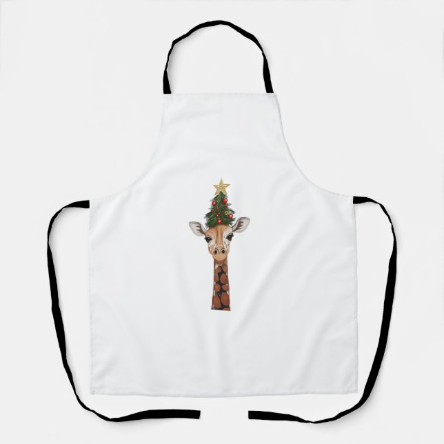 Cute Giraffe Christmas Tree Giraffe Lovers  _1 Apron (Front)