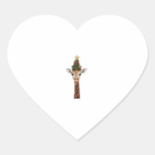 Cute Giraffe Christmas Tree Giraffe Lovers _1 Heart Sticker