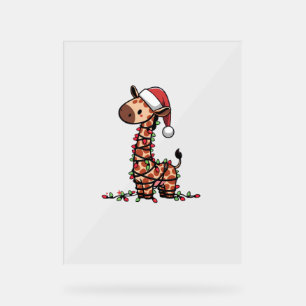 Cute Giraffe Christmas Tree Giraffe Lovers Acrylic Sign