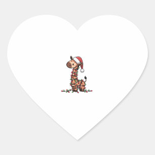 Cute Giraffe Christmas Tree Giraffe Lovers Heart Sticker