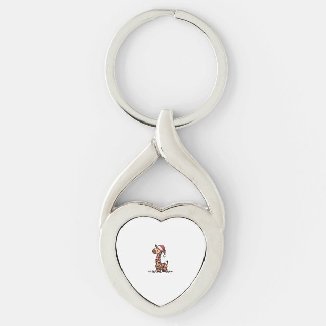 Cute Giraffe Christmas Tree Giraffe Lovers   Key Ring (Front)