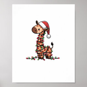 Cute Giraffe Christmas Tree Giraffe Lovers   Poster
