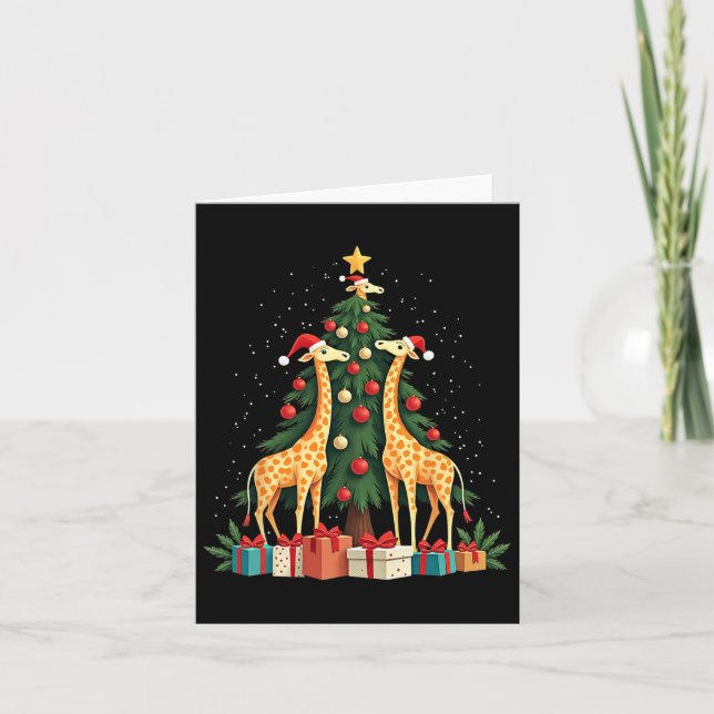Cute Giraffe Christmas Tree Giraffe Lovers Xmas Ho Card (Front)
