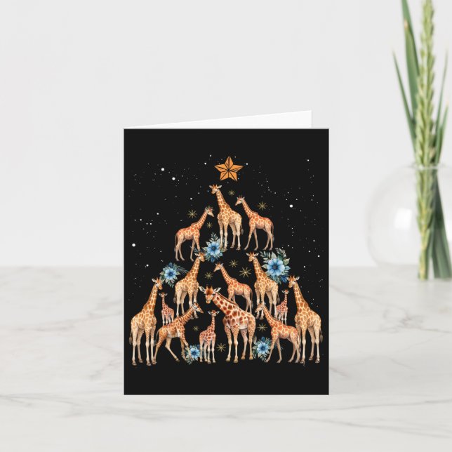 Cute Giraffe Christmas Tree Giraffe Lovers Xmas Ho Card (Front)