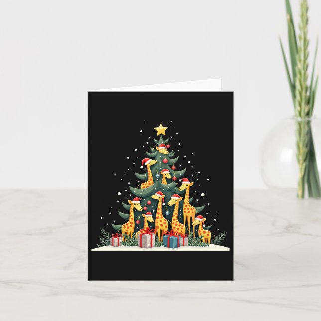 Cute Giraffe Christmas Tree Giraffe Lovers Xmas Ho Card (Front)