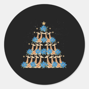 Cute Giraffe Christmas Tree Giraffe Lovers Xmas Ho Classic Round Sticker