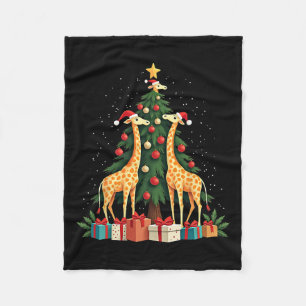 Cute Giraffe Christmas Tree Giraffe Lovers Xmas Ho Fleece Blanket