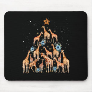 Cute Giraffe Christmas Tree Giraffe Lovers Xmas Ho Mouse Mat