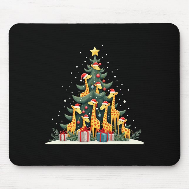Cute Giraffe Christmas Tree Giraffe Lovers Xmas Ho Mouse Mat (Front)