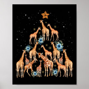 Cute Giraffe Christmas Tree Giraffe Lovers Xmas Ho Poster