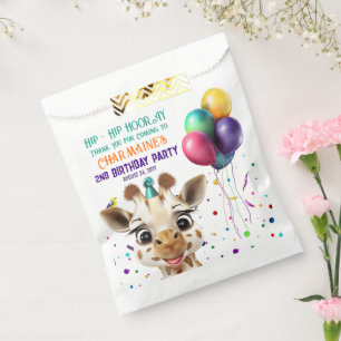 Cute Giraffe Colourful Confetti Kids Birthday Part Favour Bags